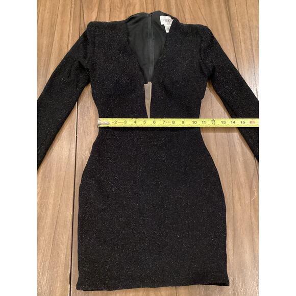 Sherri Hill Plunging mesh Neckline Bodycon Mini Evening Dress Shimmer Black 2 - Picture 8 of 10